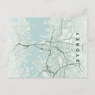 Mapa Mínimo de la Ciudad de Sydney en Postal