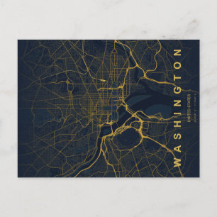 Mapa mínimo de Washington, DC en postal