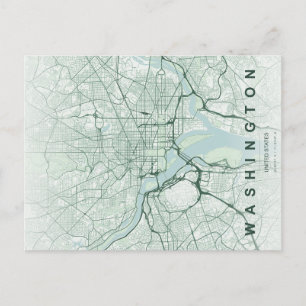 Mapa mínimo de Washington, DC en postal