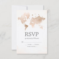 Mapa Mundial Acuarela RSVP de Boda