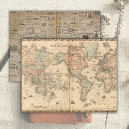 Mapa Mundial Antiguo Papel Vintage Página de Diari
