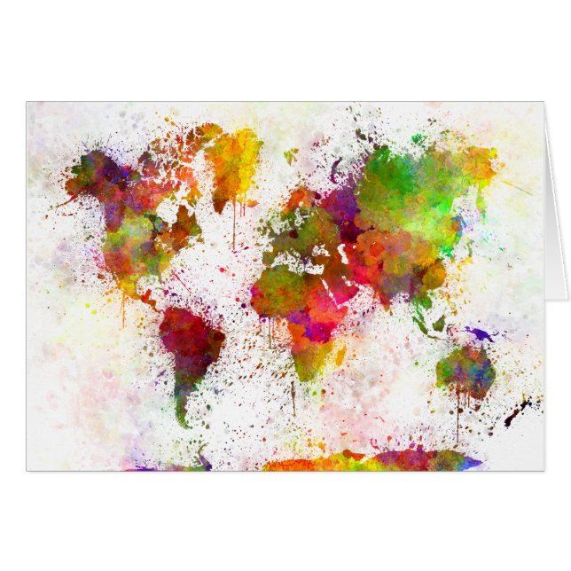 Mapa mundial de acuarela amarillo y verde (Anverso (Horizontal))