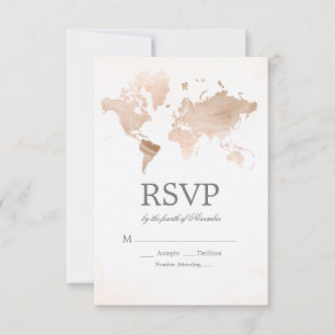 Mapa Mundial de Acuarela RSVP de Boda