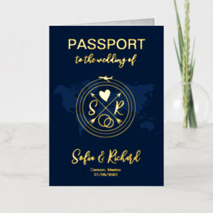 Mapa Mundial de Boda en México Pasaporte Monograma