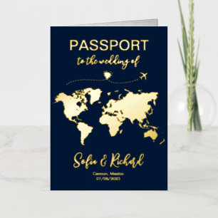 Mapa Mundial de Pasaporte Monograma de Boda en Méx