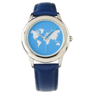 Mapa mundial de un reloj de pulsera