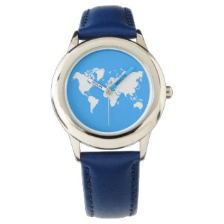 Mapa mundial de un reloj de pulsera