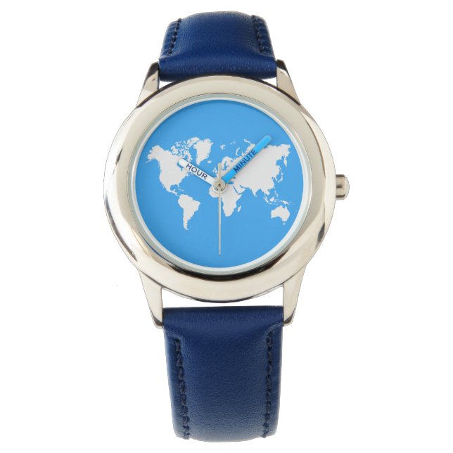 Mapa mundial de un reloj de pulsera (Anverso)