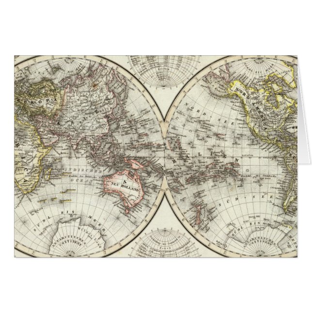 Mapa Mundial del Hemisferio Doble (Anverso (Horizontal))