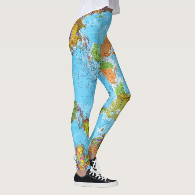 Mapa mundial. Leggings escolares. Pies Día meme (Derecha)