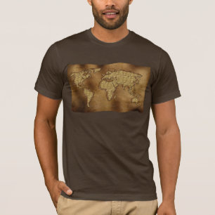 MAPA MUNDIAL texturizada sobre camiseta perchada