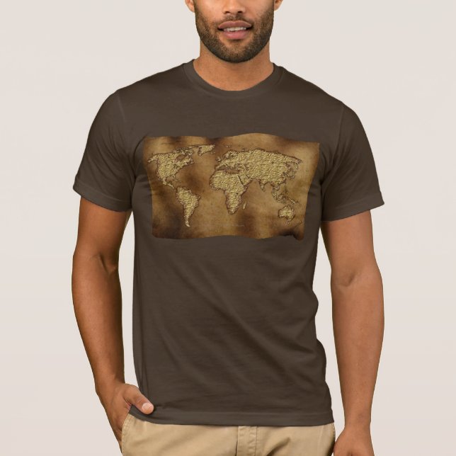 MAPA MUNDIAL texturizada sobre camiseta perchada (Anverso)