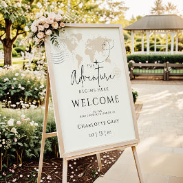 Mapa mundial viajes bebé ducha señal de bienvenida