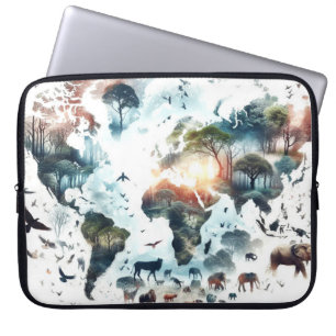 Mapa mundial y Fundas de portátiles de animales