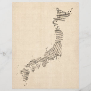 Mapa musical de hojas antiguas de Japón