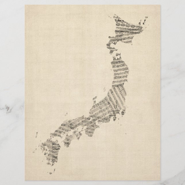 Mapa musical de hojas antiguas de Japón (Anverso)