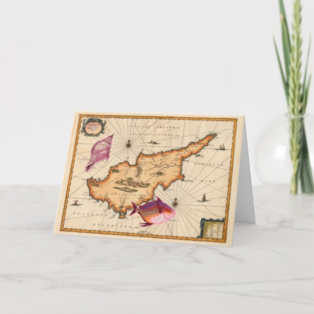 Mapa Náutico del Siglo XVI/XVII Tarjeta de cumplea (Anverso)