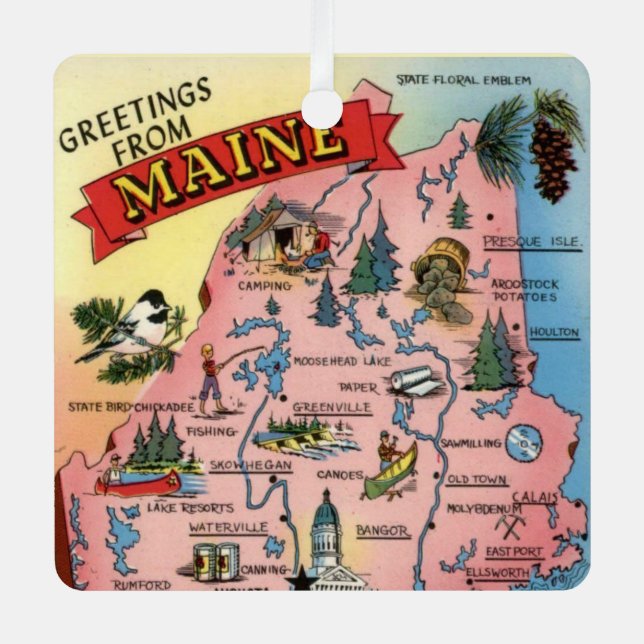 Mapa ornamento del estado de Maine (Anverso)