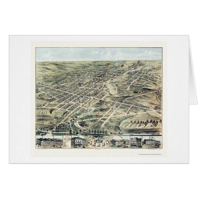 Mapa panorámico de Akron, OH - 1870 (Anverso (Horizontal))