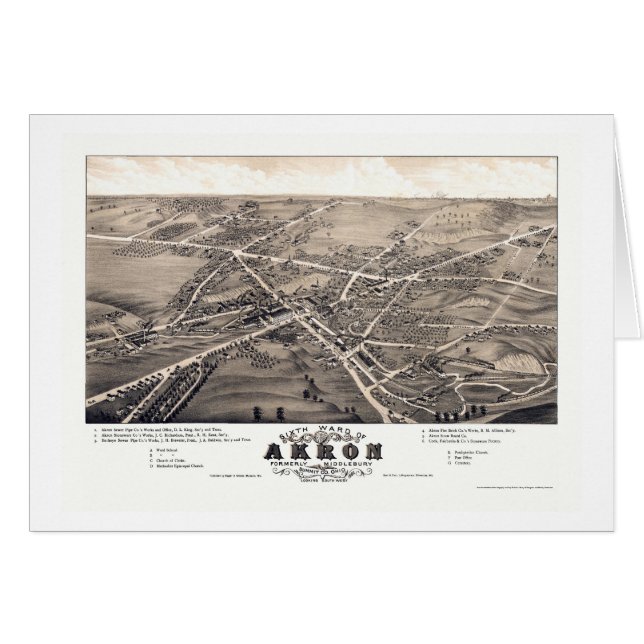 Mapa panorámico de Akron, OH - 1882 (Anverso (Horizontal))