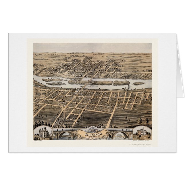 Mapa panorámico de Batavia, IL - 1869 (Anverso (Horizontal))