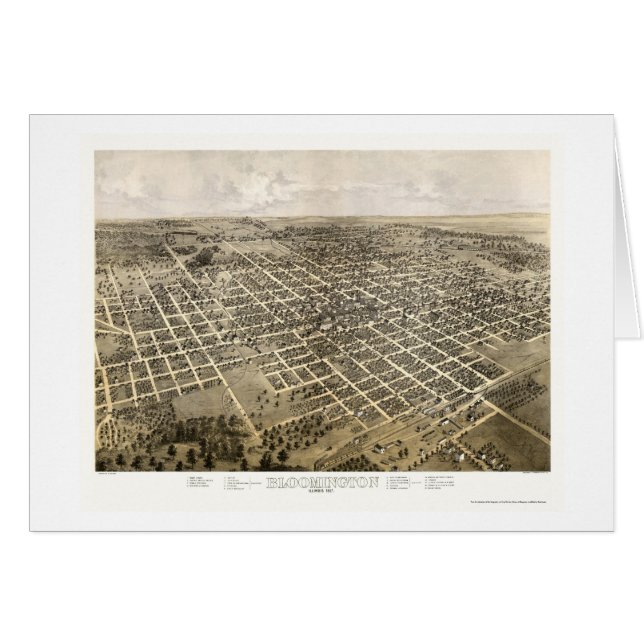 Mapa panorámico de Bloomington, IL - 1867 (Anverso (Horizontal))