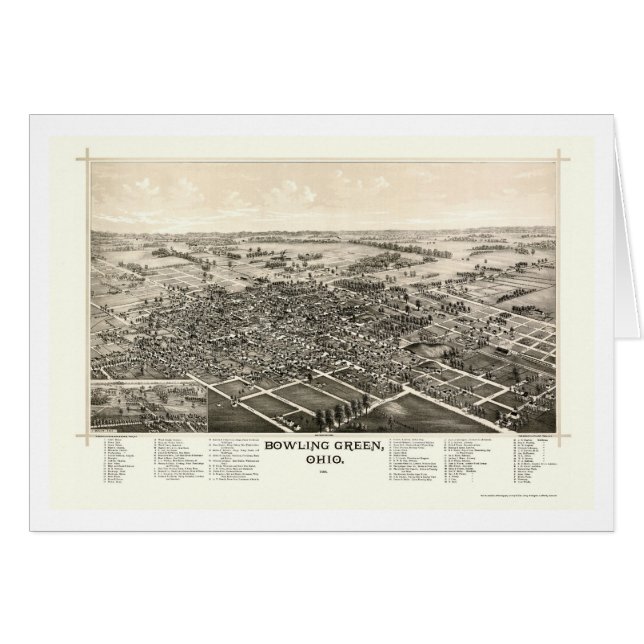 Mapa panorámico de Bowling Green, OH - 1888 (Anverso (Horizontal))
