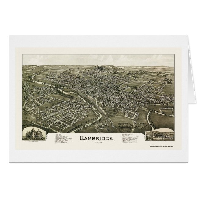 Mapa panorámico de Cambridge, OH - 1897 (Anverso (Horizontal))