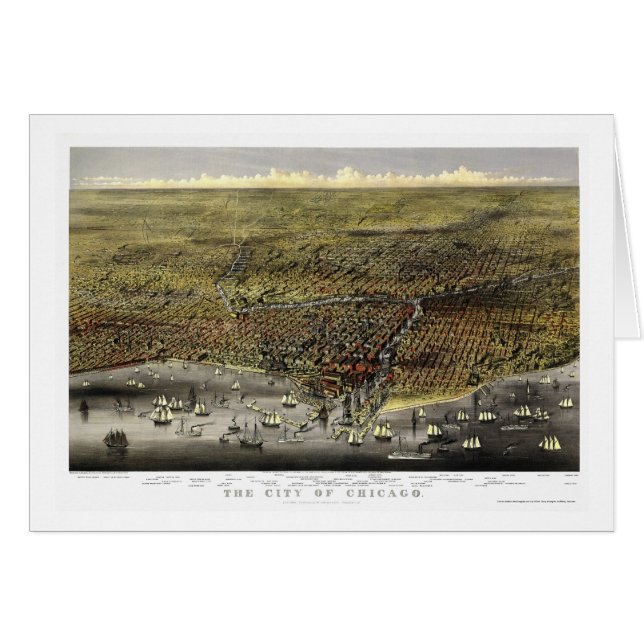 Mapa panorámico de Chicago, IL - 1874 (Anverso (Horizontal))