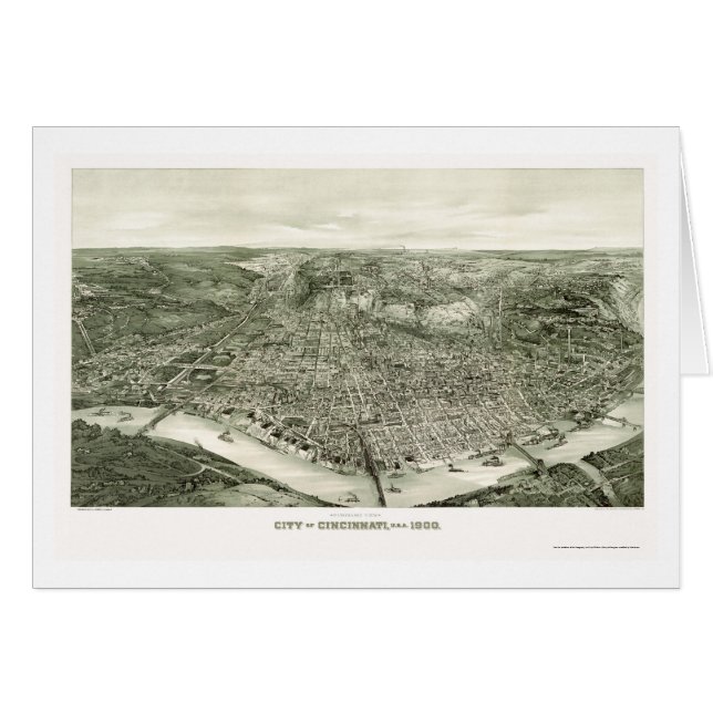 Mapa panorámico de Cincinnati, OH - 1900 (Anverso (Horizontal))