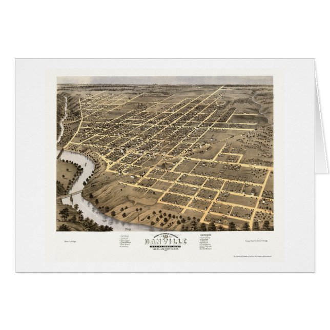 Mapa panorámico de Danville, IL - 1869 (Anverso (Horizontal))