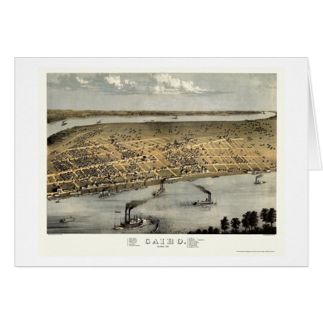 Mapa panorámico de El Cairo, IL - 1867 (Anverso (Horizontal))