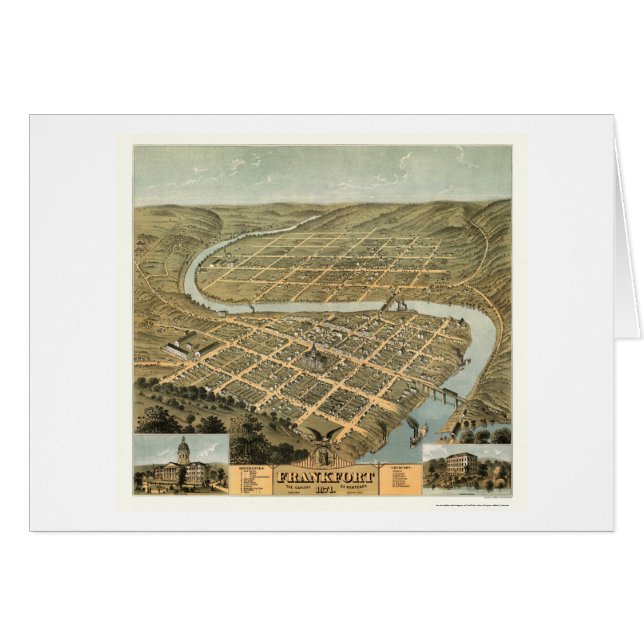 Mapa panorámico de Frankfort, KY - 1871 (Anverso (Horizontal))