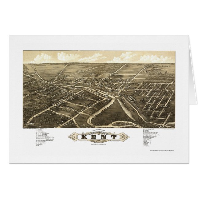 Mapa panorámico de Kent, OH - 1882 (Anverso (Horizontal))