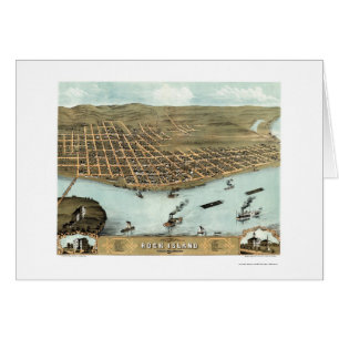 Mapa panorámico de la isla de la roca, IL - 1869