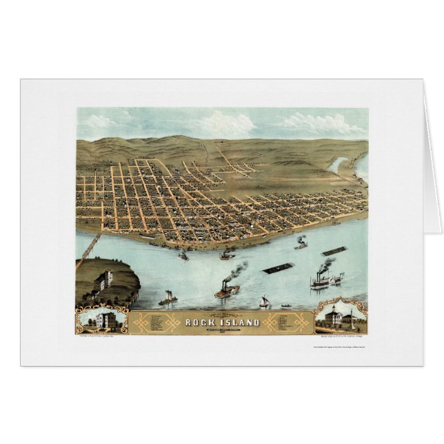 Mapa panorámico de la isla de la roca, IL - 1869 (Anverso (Horizontal))