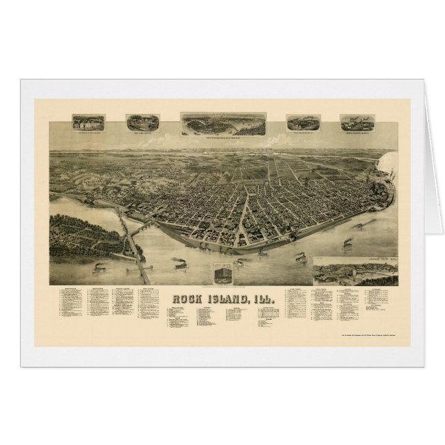 Mapa panorámico de la isla de la roca, IL - 1889 (Anverso (Horizontal))
