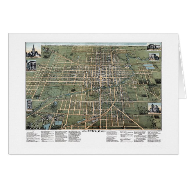 Mapa panorámico de Lima, OH - 1892 (Anverso (Horizontal))