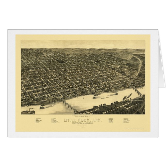 Mapa panorámico de Little Rock, Arkansas - 1887 (Anverso (Horizontal))