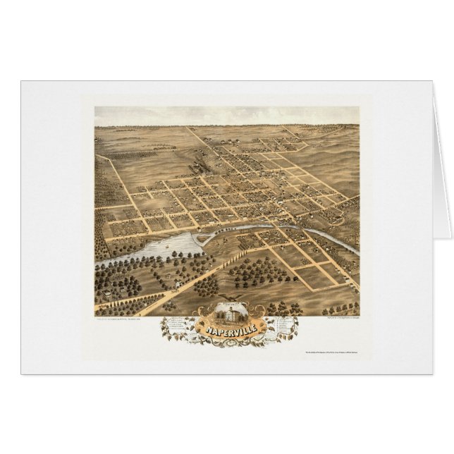 Mapa panorámico de Naperville, IL - 1869 (Anverso (Horizontal))