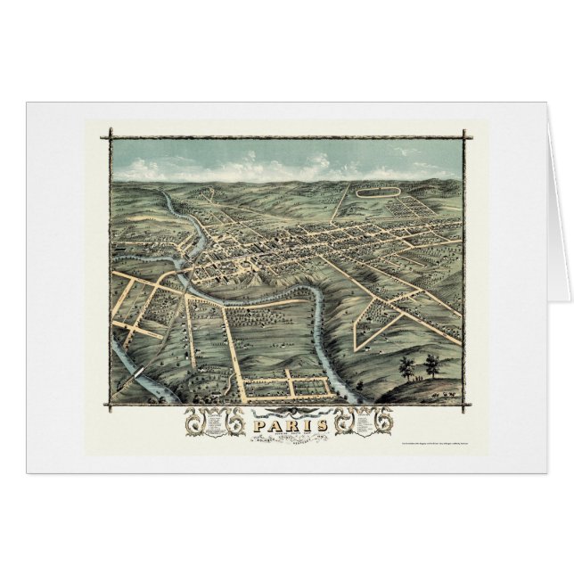 Mapa panorámico de París, KY - 1870 (Anverso (Horizontal))