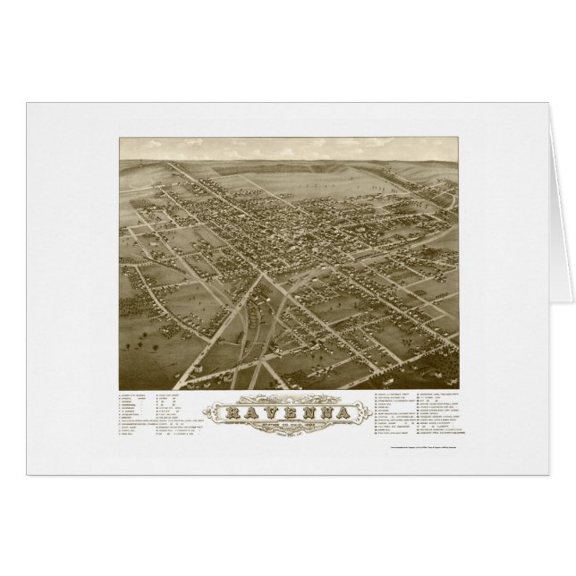 Mapa panorámico de Ravena, OH - 1882 (Anverso (Horizontal))