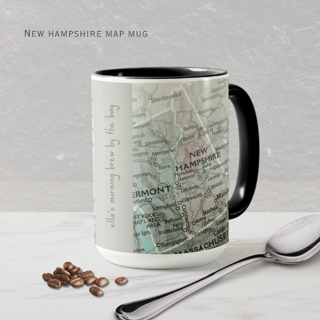 Mapa personalizado de New Hampshire | Taza de la c (How cute is this personalized New Hampshire Map mug! Show off your state or it makes a great gift!)