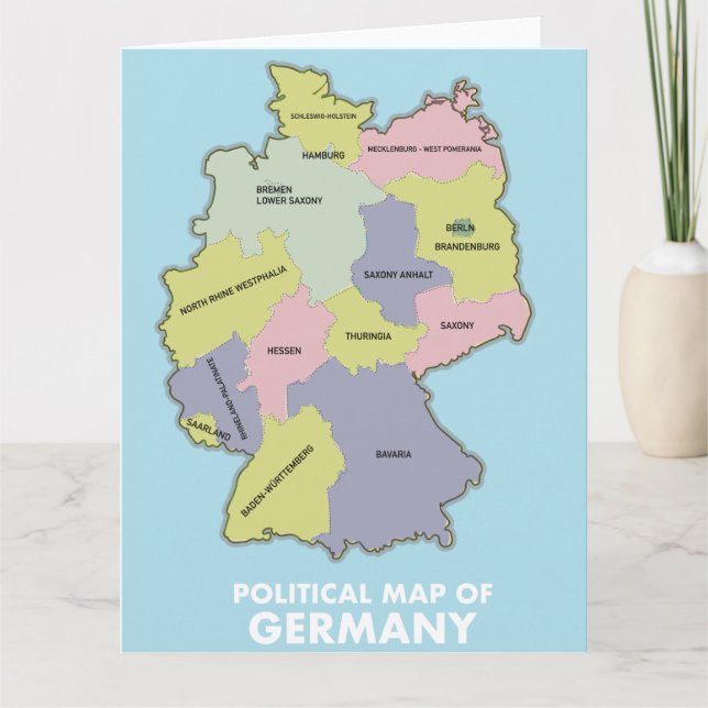Mapa político de postal de Alemania (Anverso)
