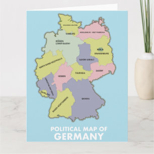 Mapa político de postal de Alemania