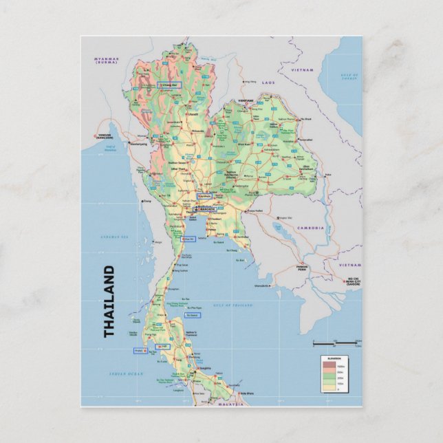 Mapa postal 3 de Tailandia (Anverso)