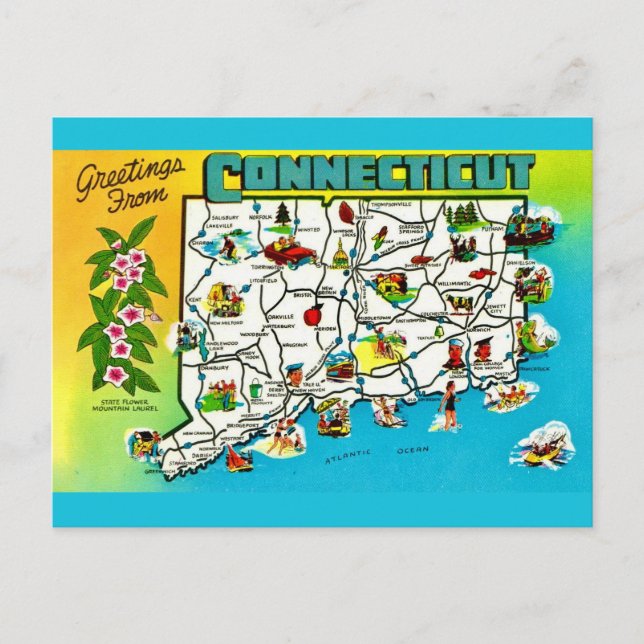 Mapa postal de Connecticut (Anverso)