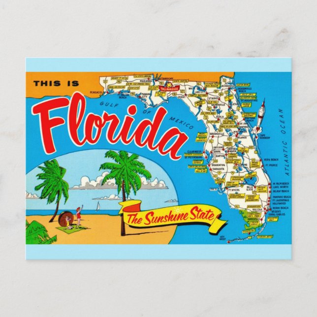 Mapa postal de Florida Sunshine (Anverso)