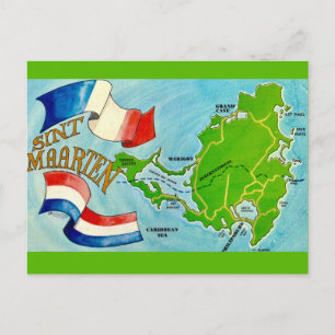 Mapa postal de la isla de Sint Maarten 