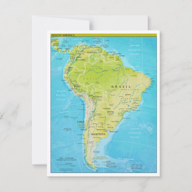 Mapa regional geopolítico de Sudamérica (Anverso)